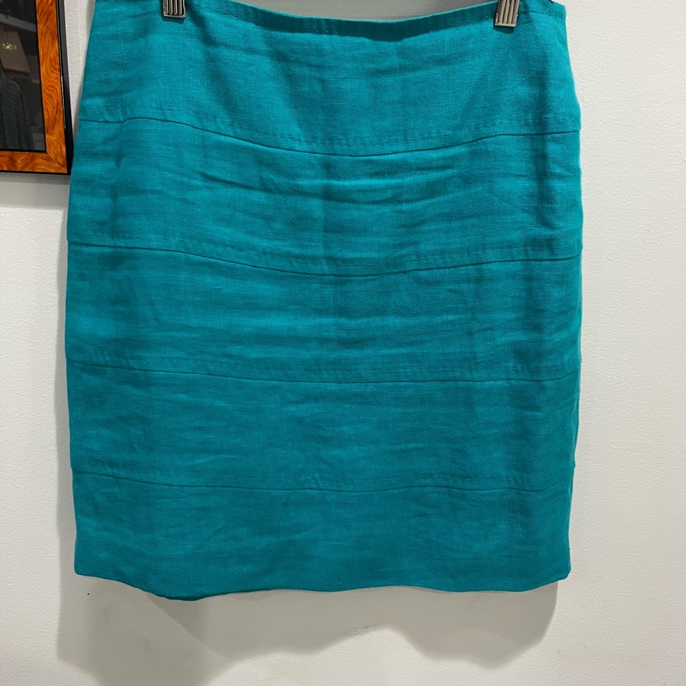 Elegant Linen Teal Skirt